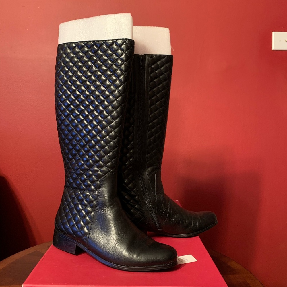 Quilted Leather Tall Riding Boots